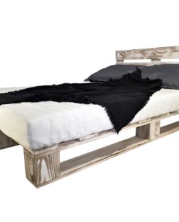 Łóżko rustykalne białe z zagłówkiem