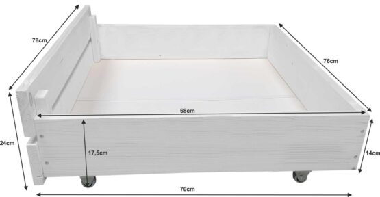 Łóżko z palet M2 z zagłówkiem i szufladami malowane